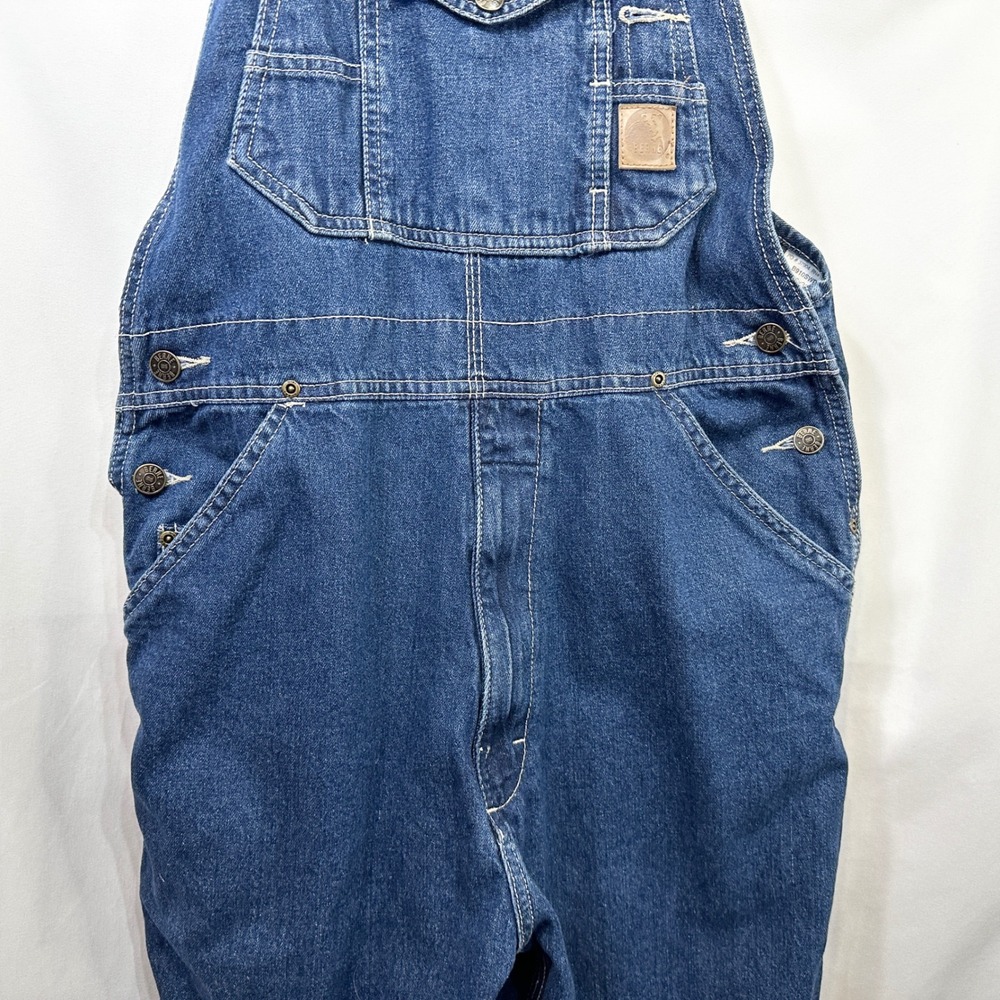 Berne Mens 36x32 Denim Bib Overalls Dark Wash Workwear Blue Cotton Carpenter B - Picture 7 of 12